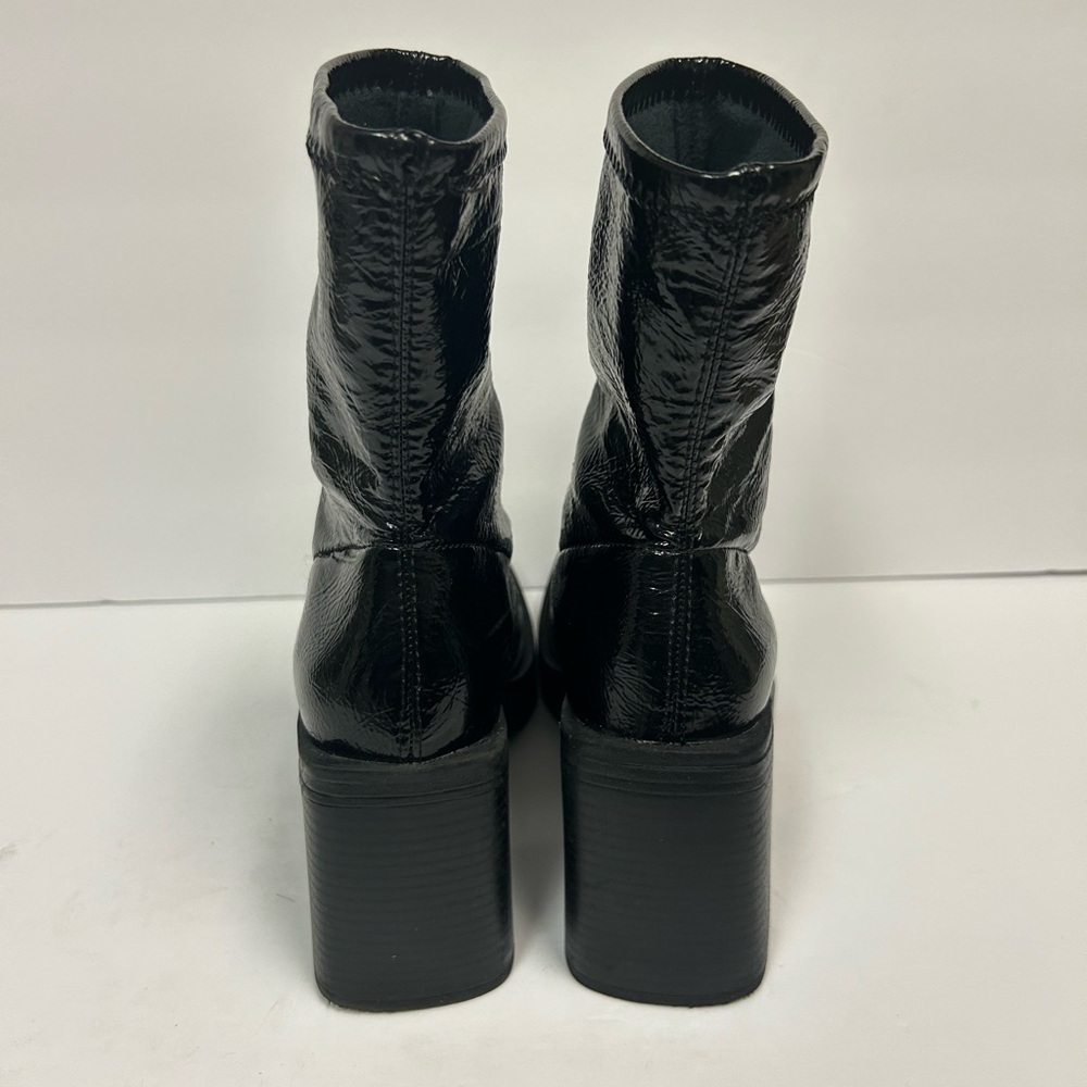 Kenneth Cole Ankle Boots Women 6 Black Chunky Amber Square Toe Pull On Y2k 90s - Picture 4 of 10